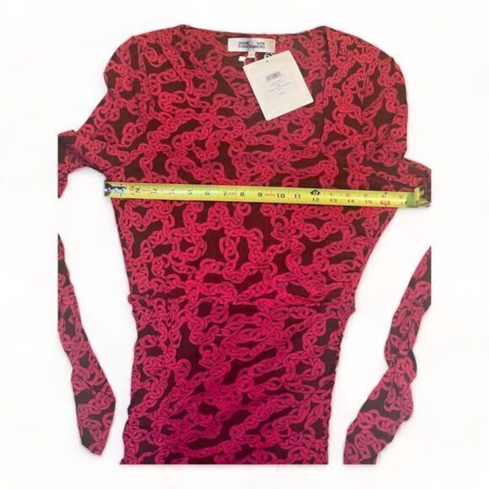 Diane Von Furstenberg Edyna Dress Midi Crawling Chain‎ Small Beet Pink Large - Picture 8 of 12